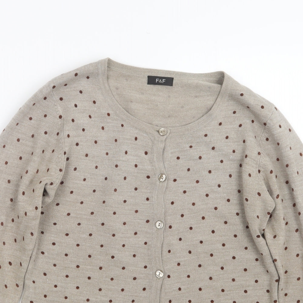 F&F Womens Beige  Knit Cardigan Jumper Size 12