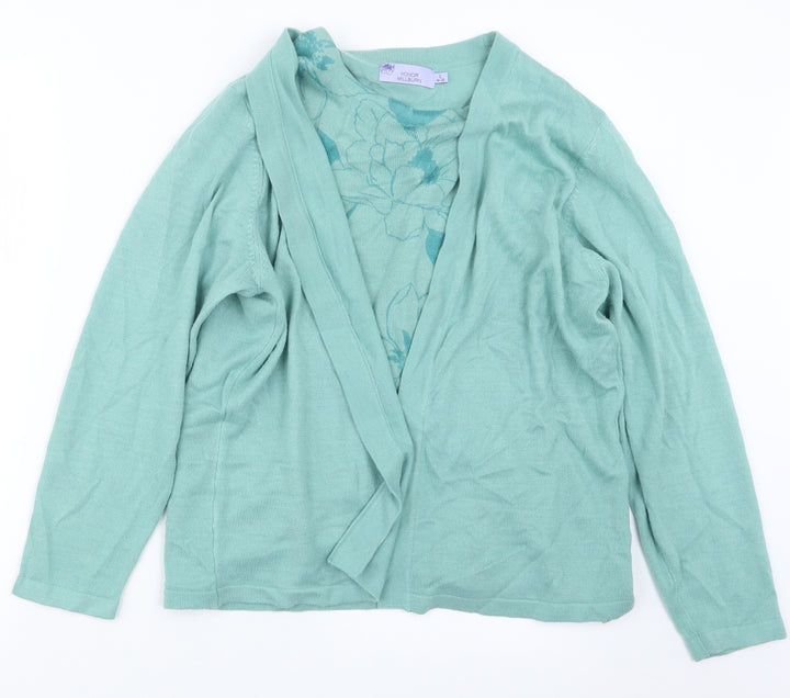 EWM Womens Green Knit Cardigan Jumper Size 18 - Top and cardigan in one
