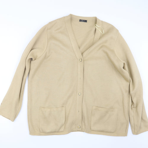 BM Womens Beige  Knit Cardigan Jumper Size L