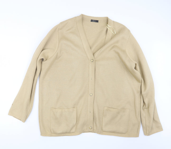 BM Womens Beige  Knit Cardigan Jumper Size L