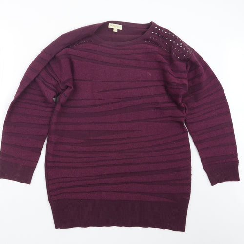 Paramour Womens Purple  Knit Pullover Jumper Size M