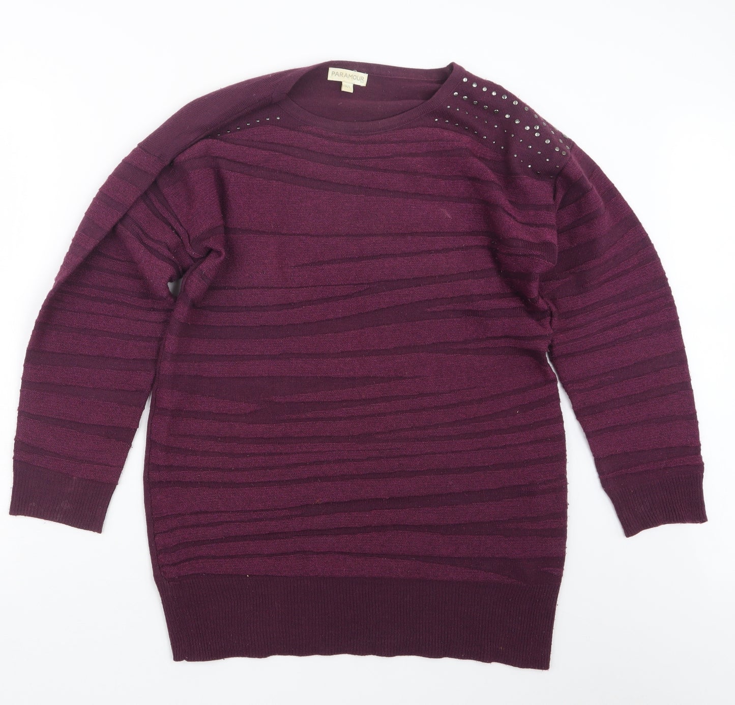 Paramour Womens Purple  Knit Pullover Jumper Size M