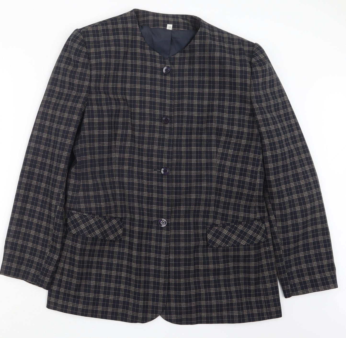 Compliments Womens Blue Check  Jacket  Size 16