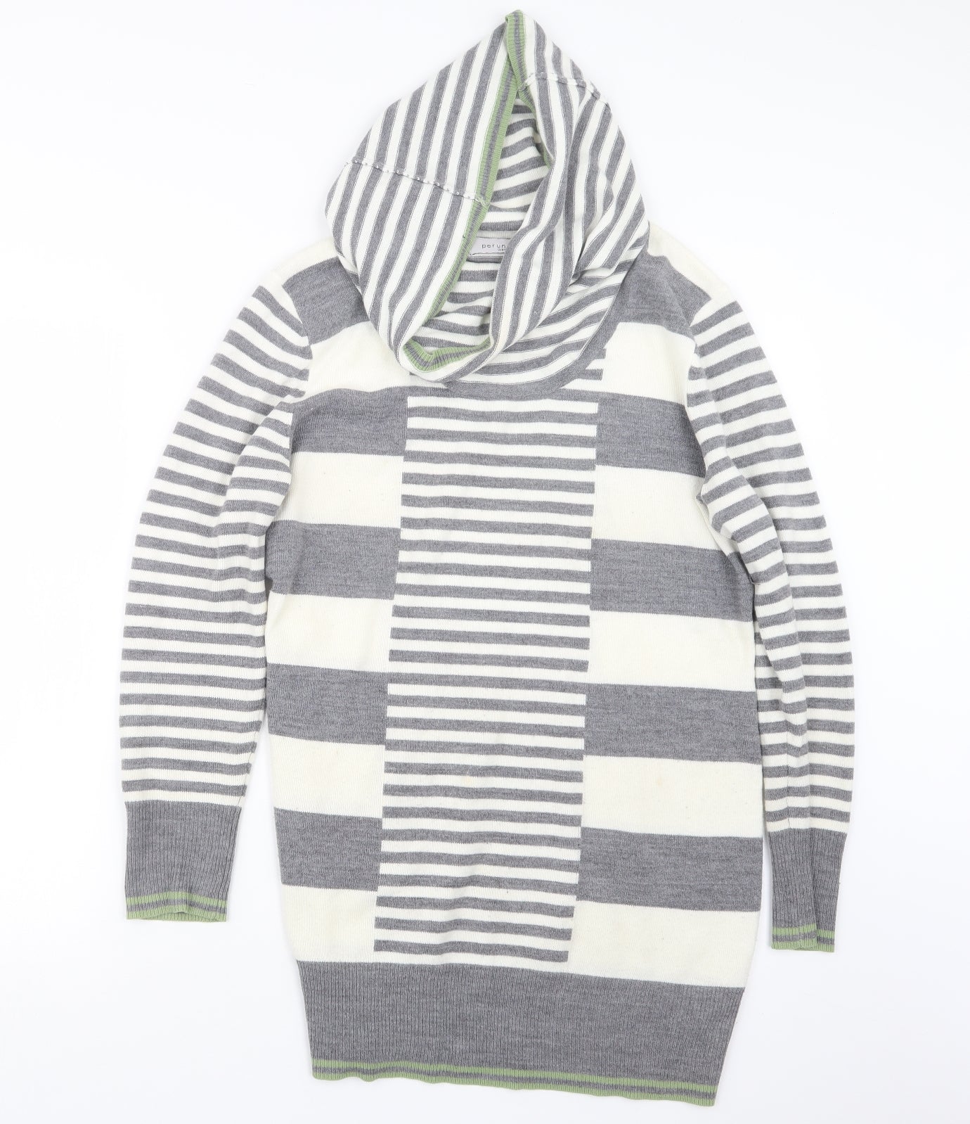 Per Una Womens Grey Striped Knit Pullover Jumper Size 14