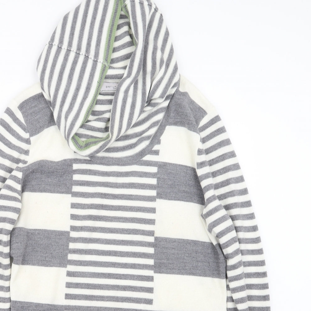 Per Una Womens Grey Striped Knit Pullover Jumper Size 14