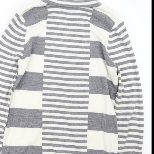 Per Una Womens Grey Striped Knit Pullover Jumper Size 14