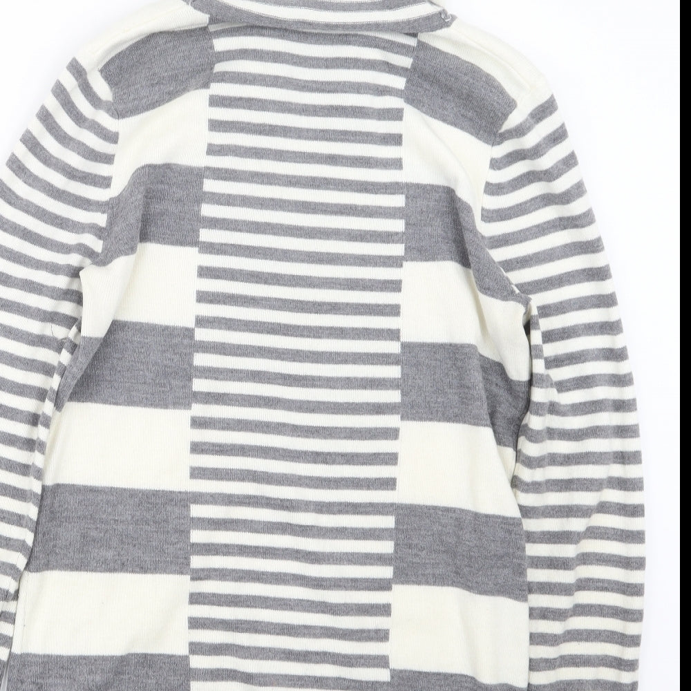 Per Una Womens Grey Striped Knit Pullover Jumper Size 14