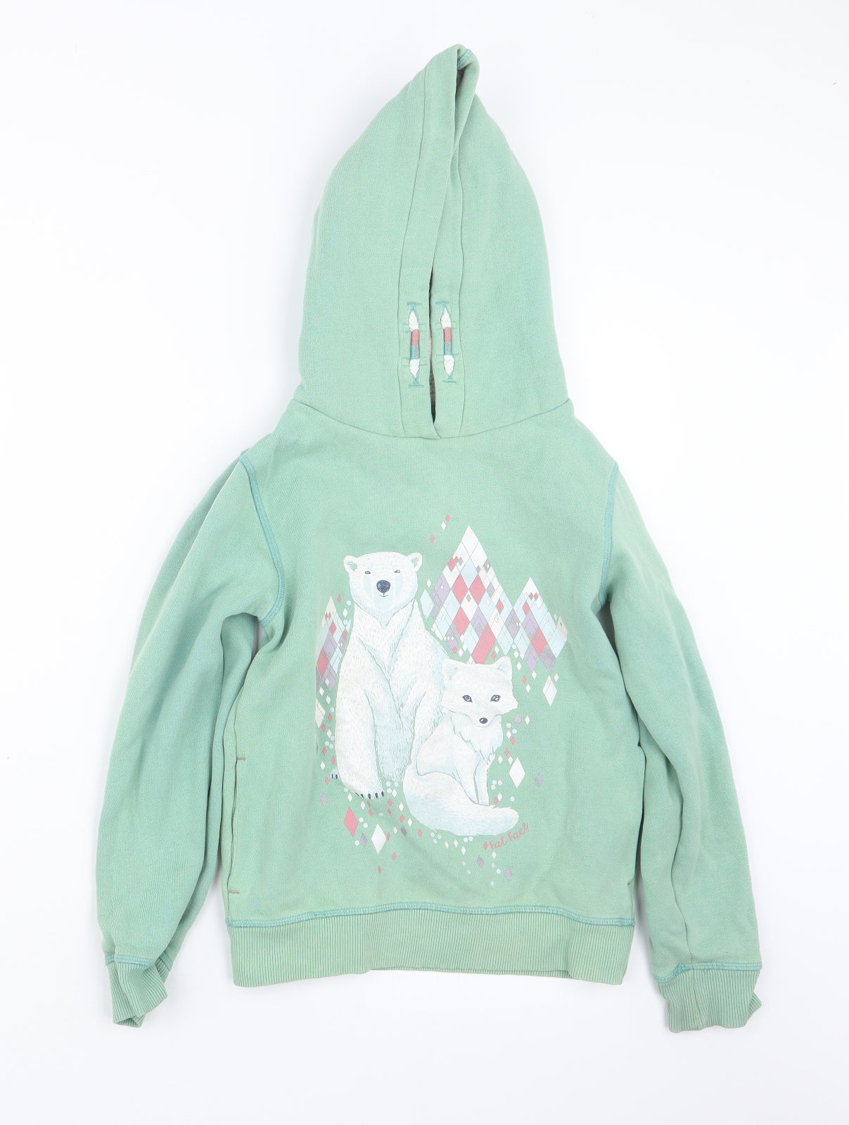 Fat Face Girls Green   Pullover Hoodie Size 8-9 Years