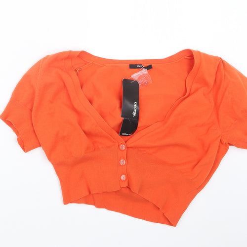 George Womens Orange  Knit Cardigan Jumper Size 16