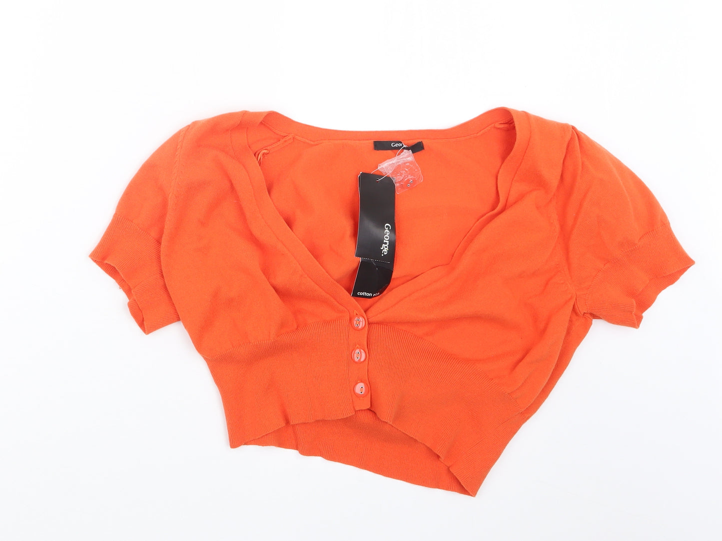 George Womens Orange  Knit Cardigan Jumper Size 16