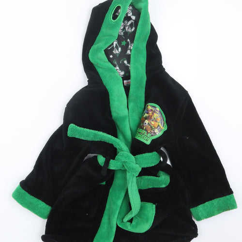 BHS Boys Black Geometric   Robe Size 2-3 Years  - Ninja Turtls