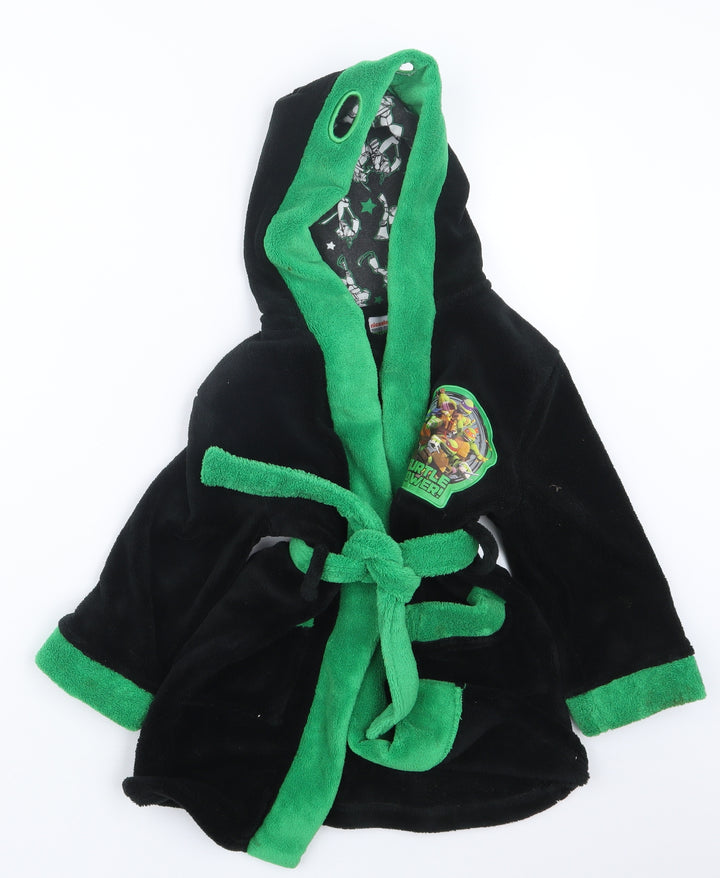 BHS Boys Black Geometric   Robe Size 2-3 Years  - Ninja Turtls