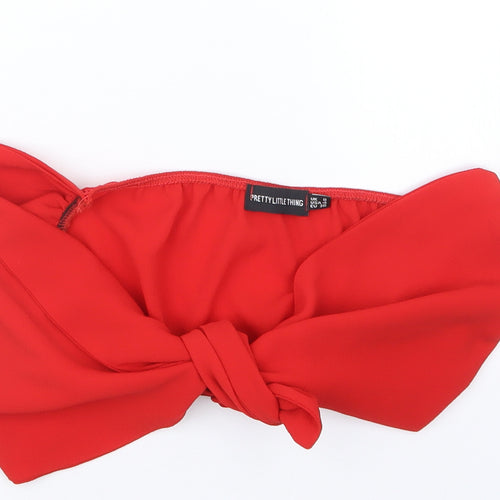 PRETTYLITTLETHING Womens Red   Cropped T-Shirt Size 8