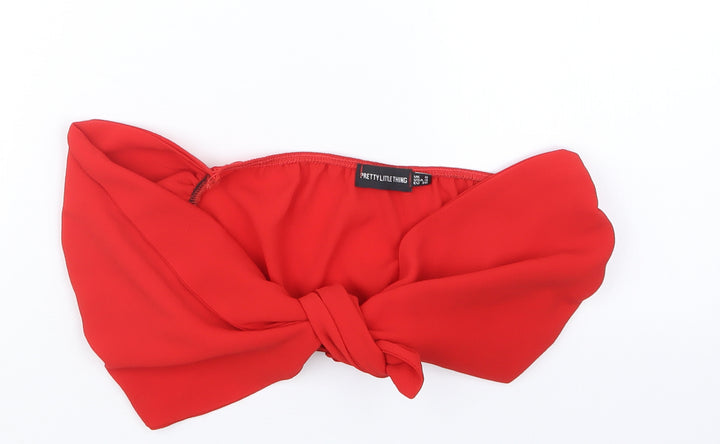 PRETTYLITTLETHING Womens Red   Cropped T-Shirt Size 8
