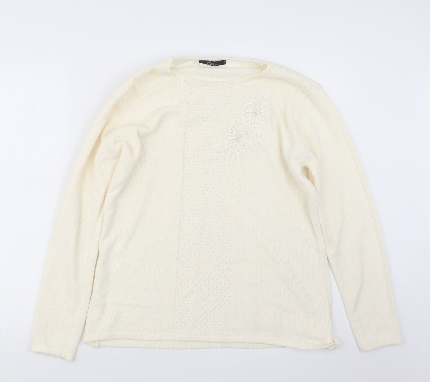 BM Womens Ivory  Knit Pullover Jumper Size M