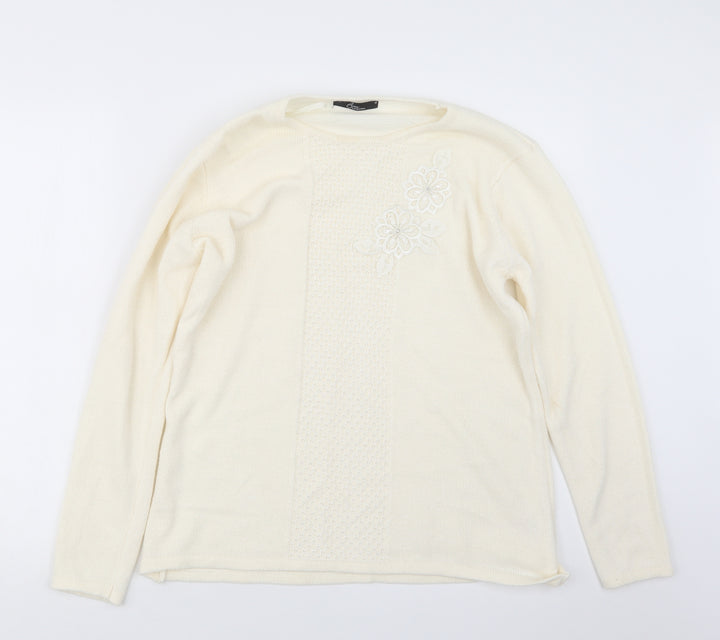 BM Womens Ivory  Knit Pullover Jumper Size M