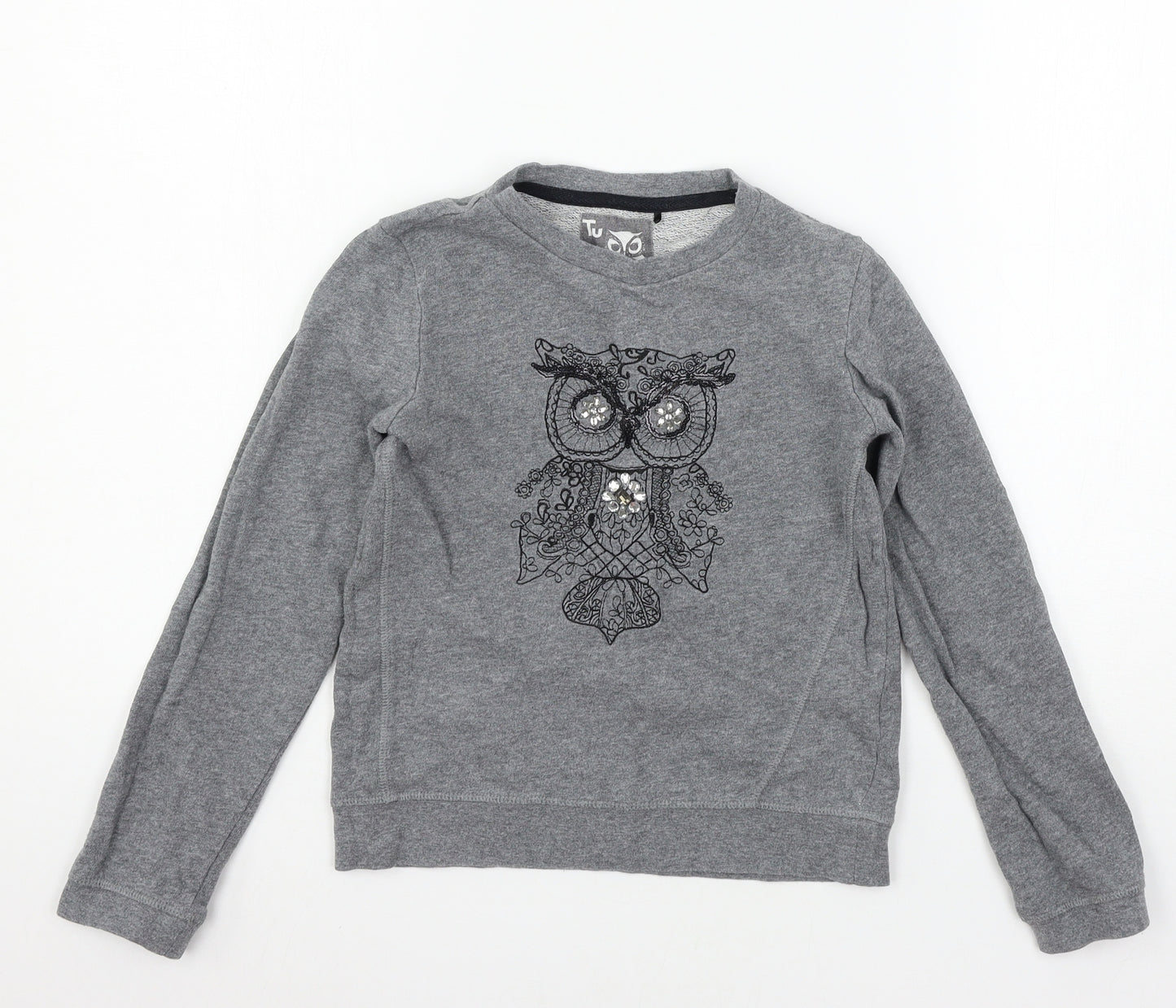 TU Boys Grey  Jersey Pullover Sweatshirt Size 9 Years  - Owl