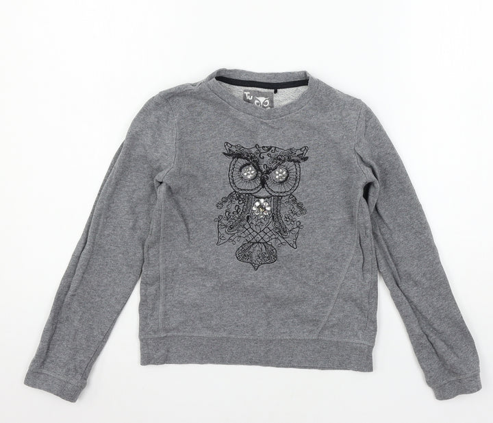 TU Boys Grey  Jersey Pullover Sweatshirt Size 9 Years  - Owl
