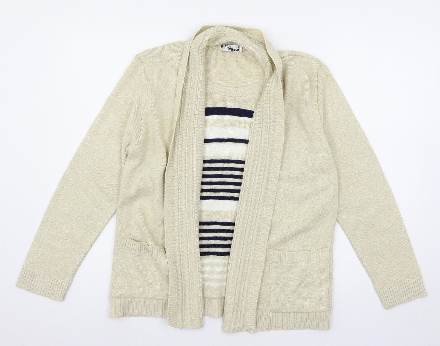 Hand to Hand Womens Ivory Striped Knit Pullover Jumper Size S