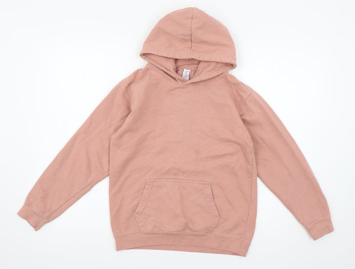 Just Hoods Girls Pink  Jersey Pullover Hoodie Size 12-13 Years