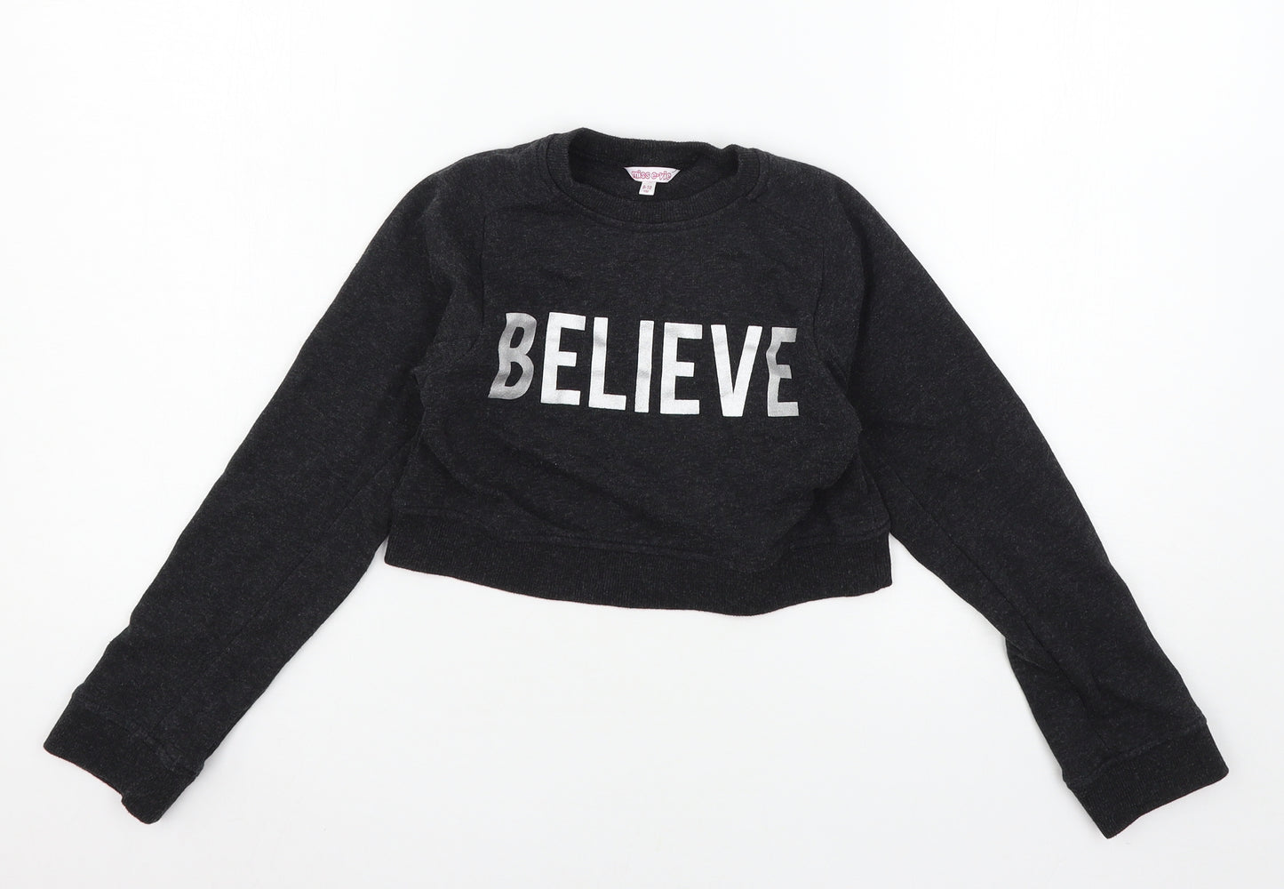 Miss E-vie Girls Grey  Jersey Pullover Sweatshirt Size 9-10 Years  - Believe
