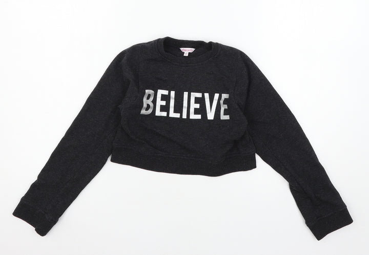 Miss E-vie Girls Grey  Jersey Pullover Sweatshirt Size 9-10 Years  - Believe