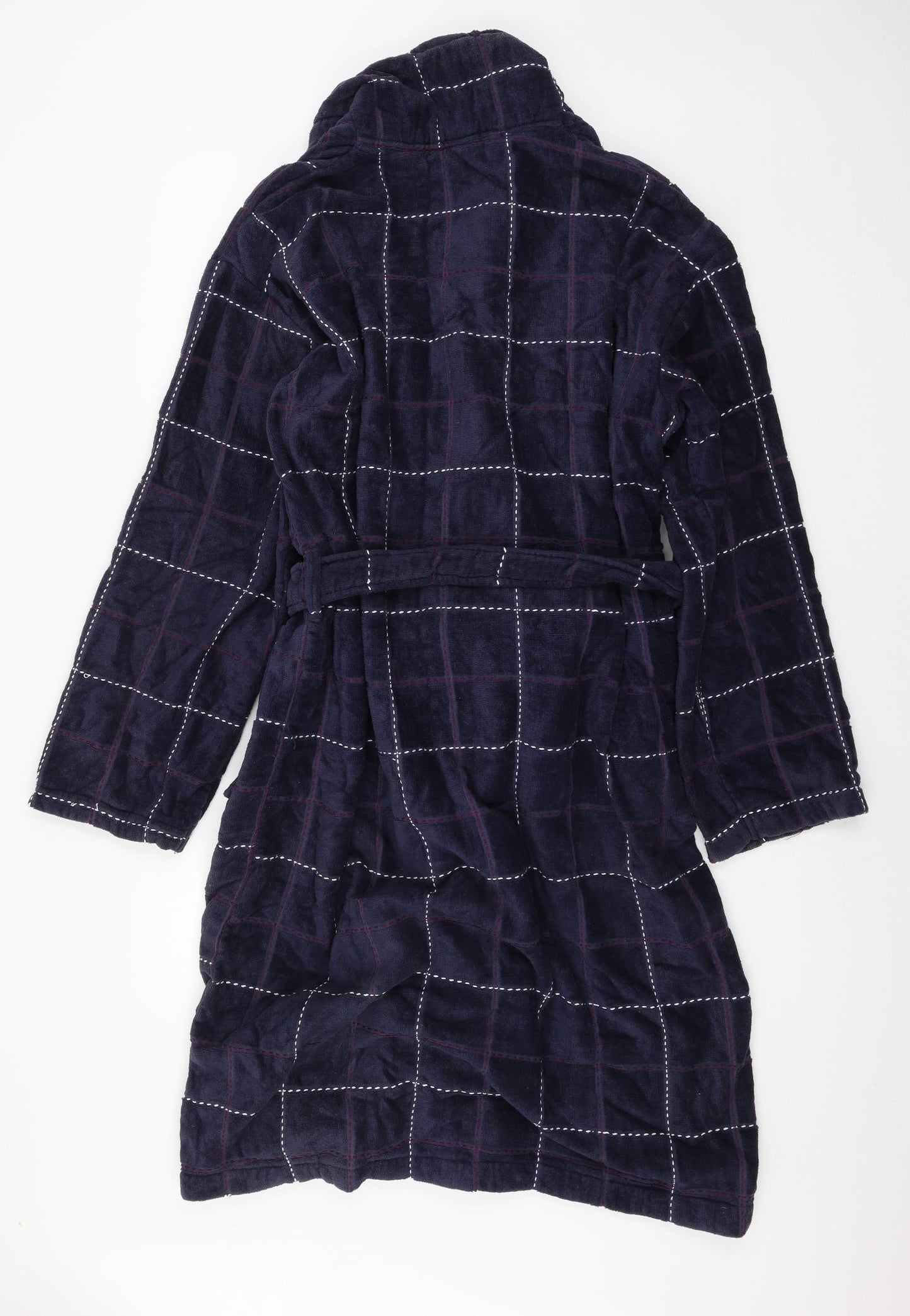 Maine Mens Blue Check Flannel  Robe Size L