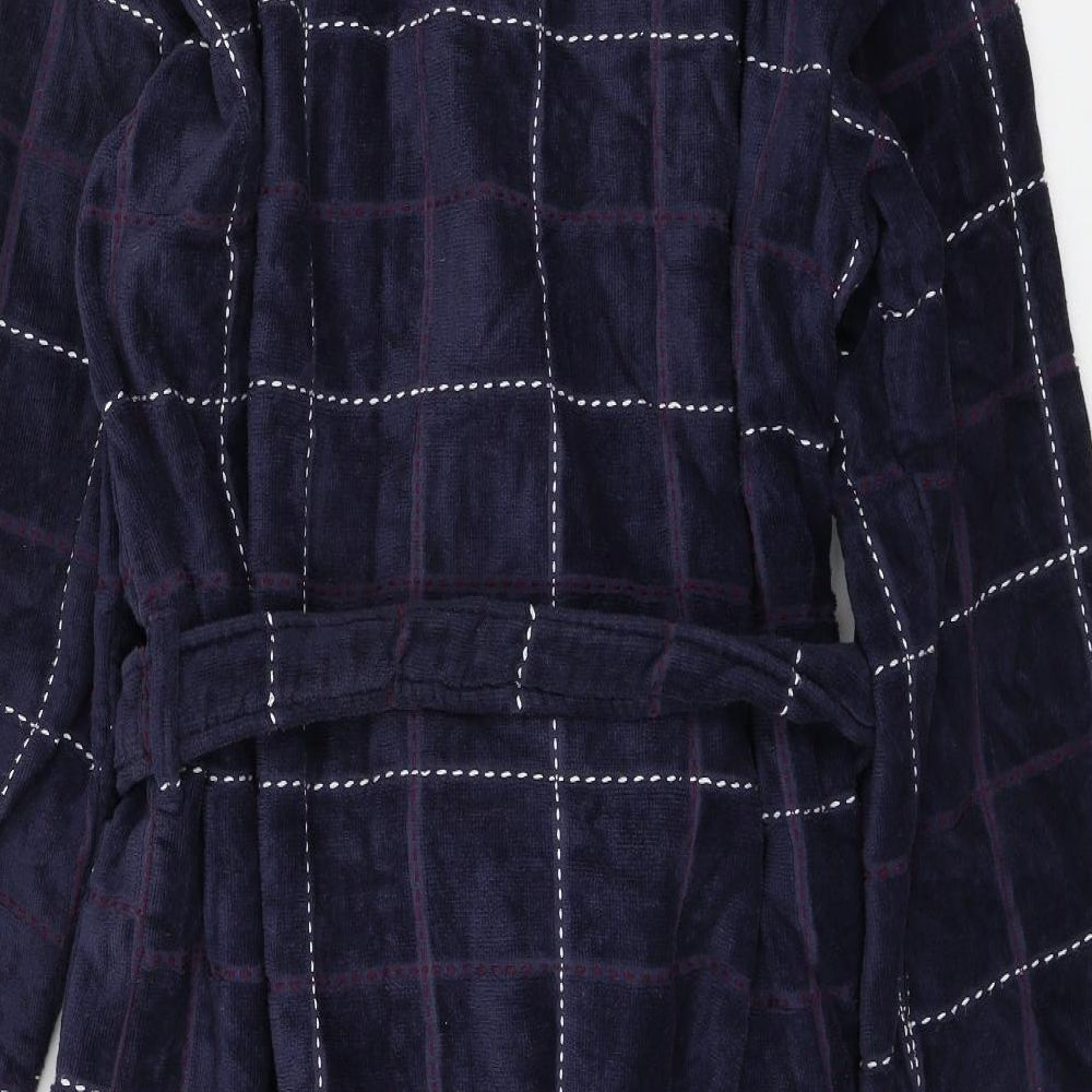Maine Mens Blue Check Flannel  Robe Size L