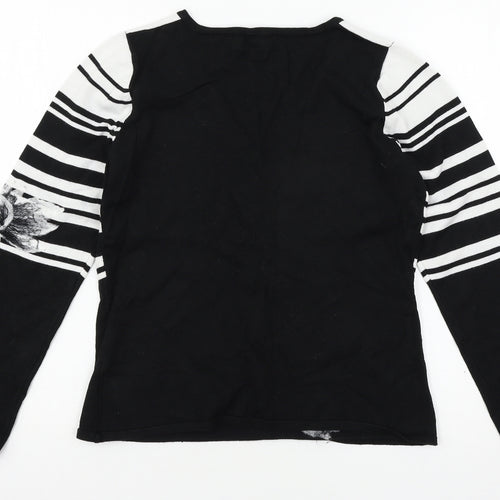 Diva Womens Black Striped Knit Pullover Jumper Size 10