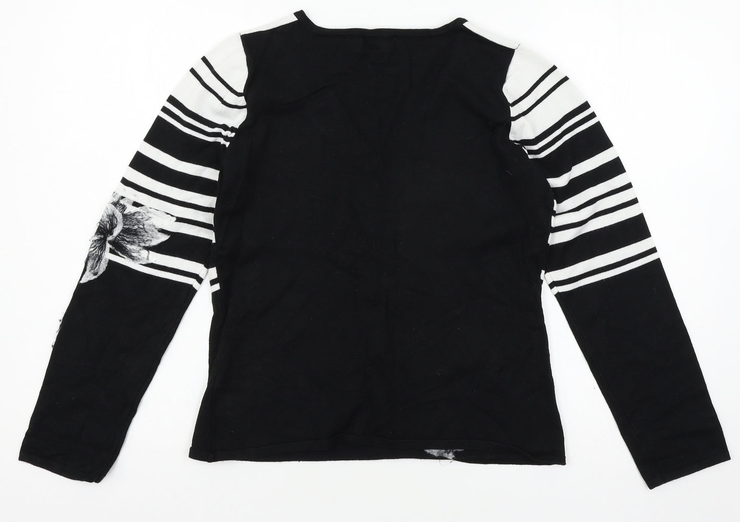 Diva Womens Black Striped Knit Pullover Jumper Size 10