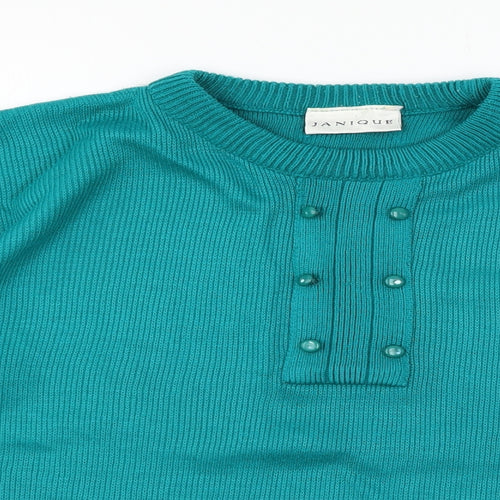 Janique Womens Blue  Knit Pullover Jumper Size 16