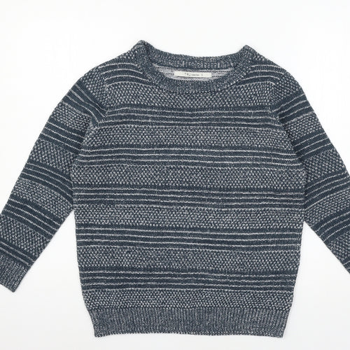 TRU Collection Womens Blue Striped Knit Pullover Jumper Size S
