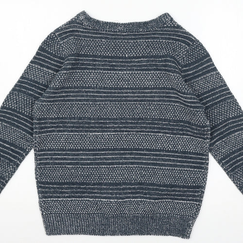 TRU Collection Womens Blue Striped Knit Pullover Jumper Size S