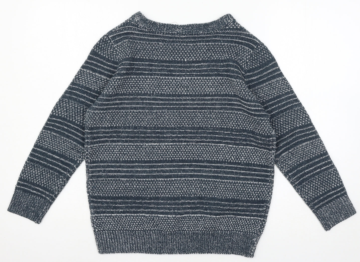 TRU Collection Womens Blue Striped Knit Pullover Jumper Size S