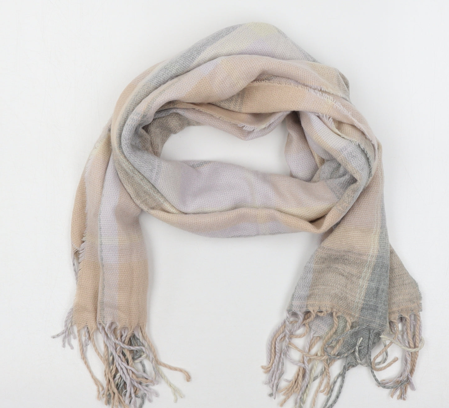 New Look Womens Pink Plaid Knit  Scarf