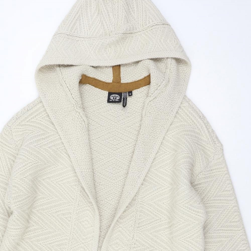 Animal Womens Ivory Striped Knit Cardigan Jumper Size 10