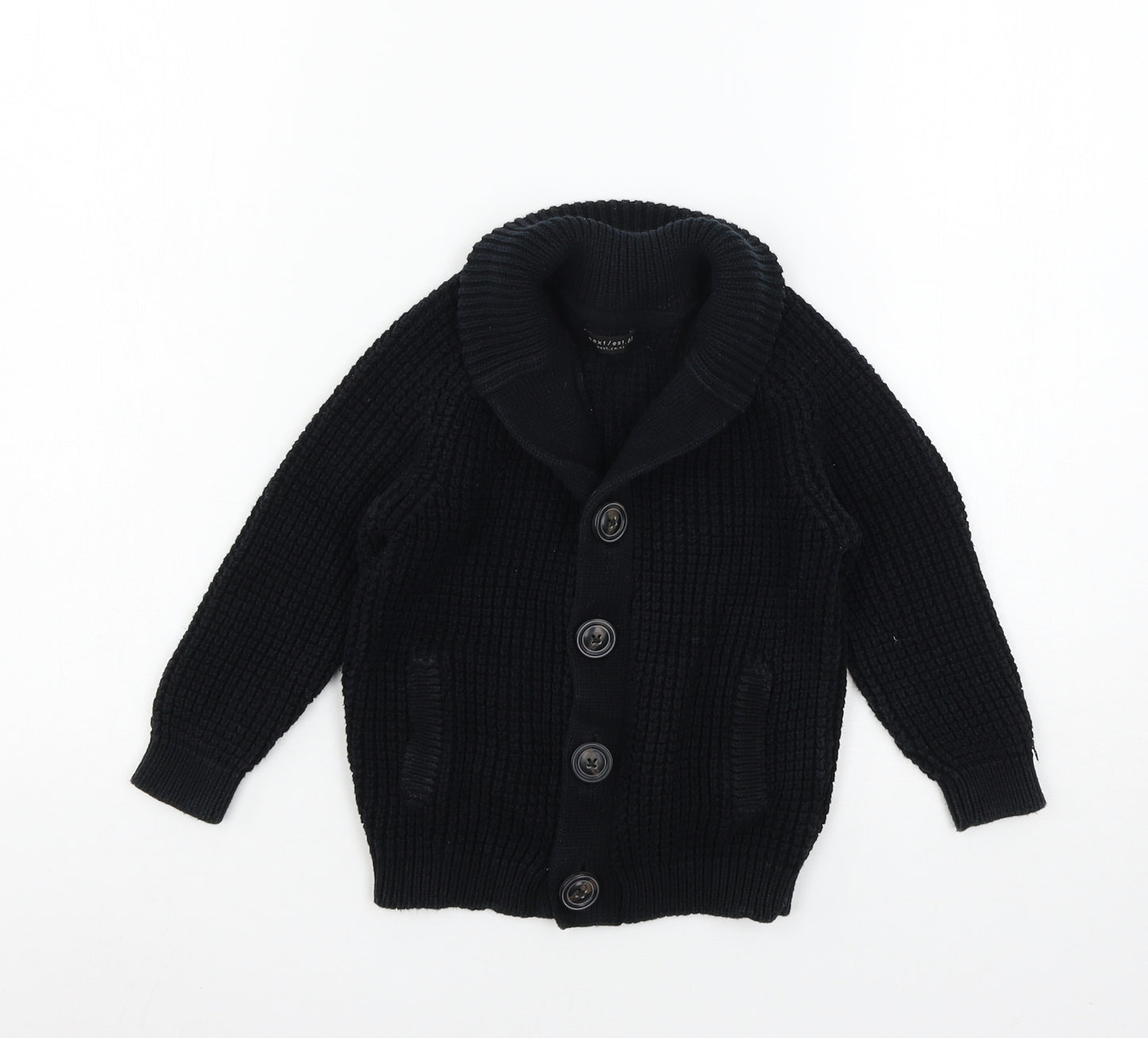 NEXT Boys Black  Knit Cardigan Jumper Size 4 Years
