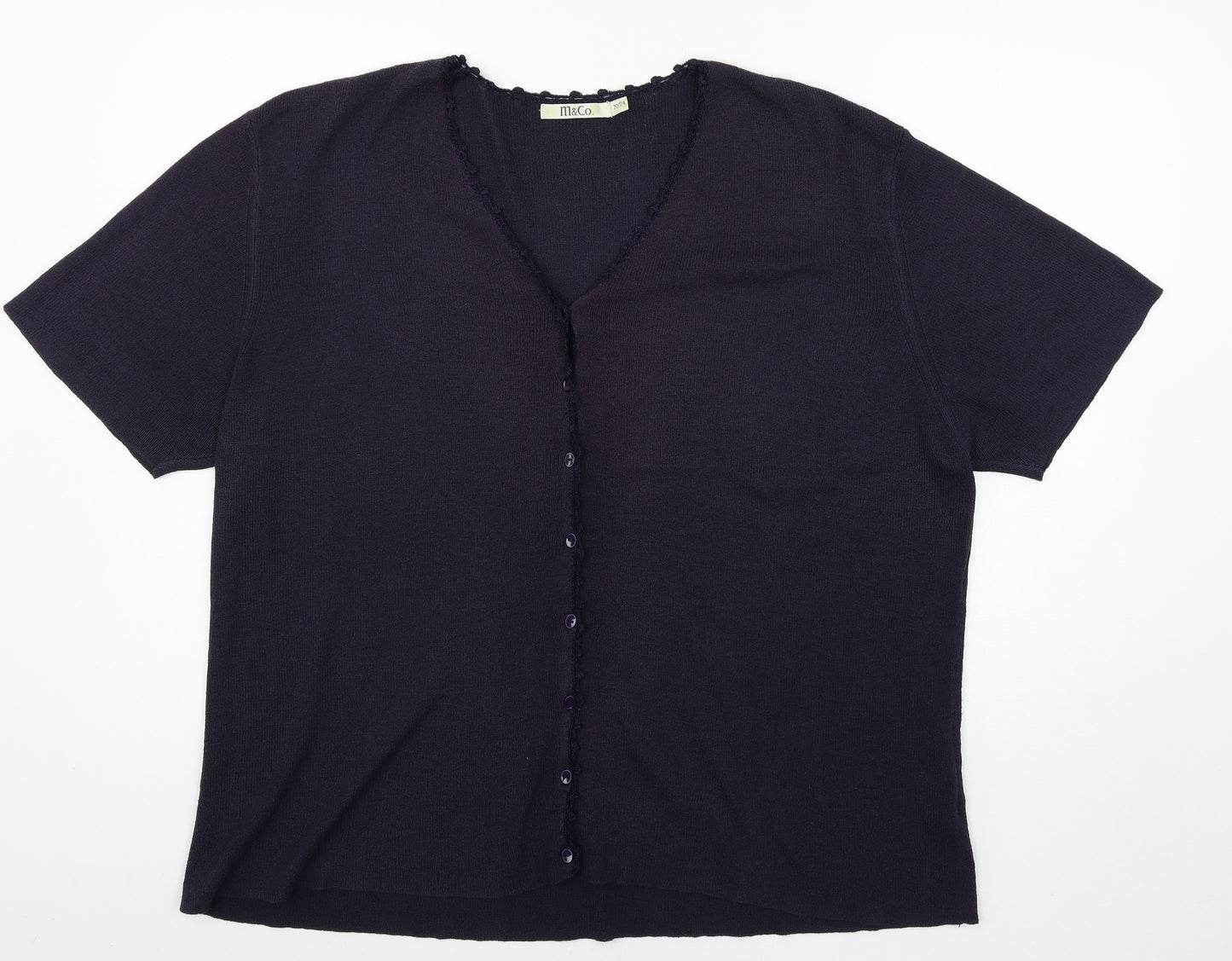 M&Co Womens Blue  Jersey Cardigan Jumper Size 22