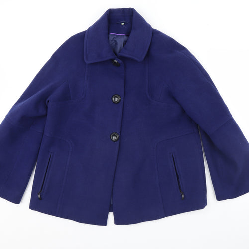 Preworn Womens Blue   Overcoat Coat Size 14