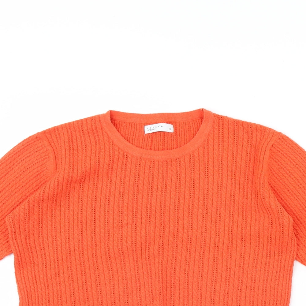 Papaya Womens Orange   Pullover Jumper Size 16