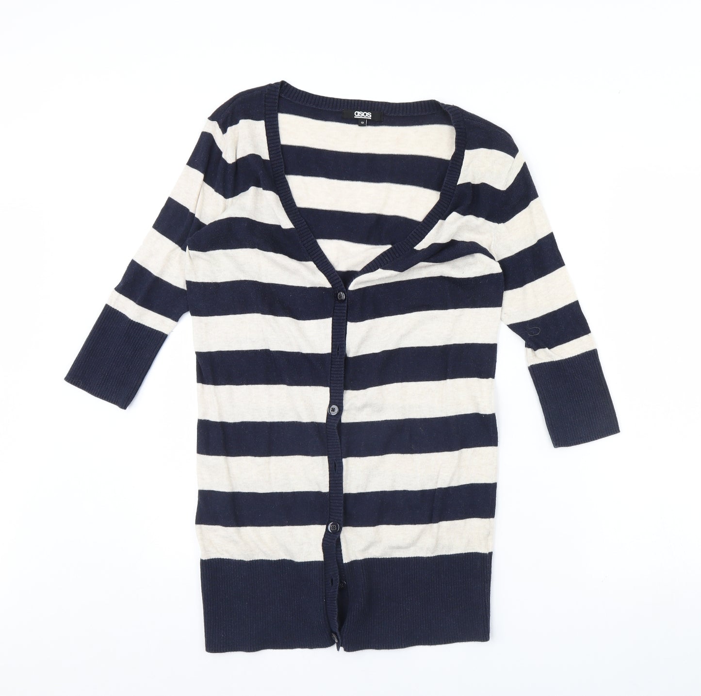 ASOS Womens Blue Striped  Cardigan Jumper Size 12