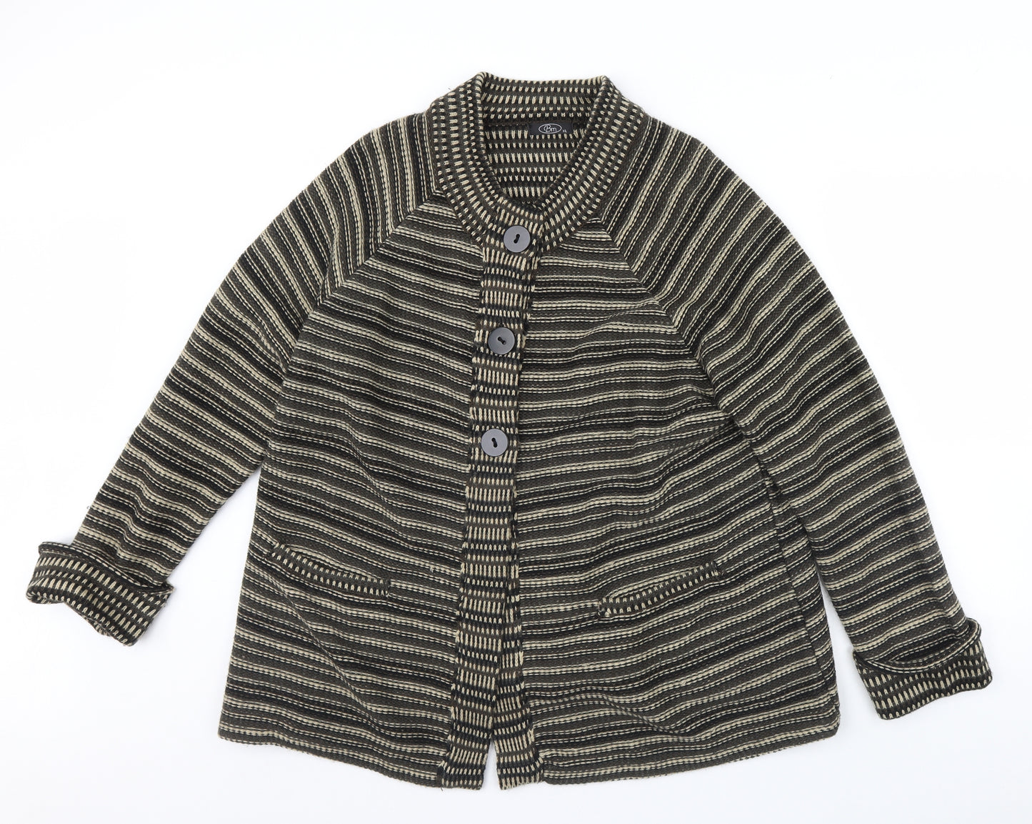 BM Womens Brown Striped  Jacket  Size XL