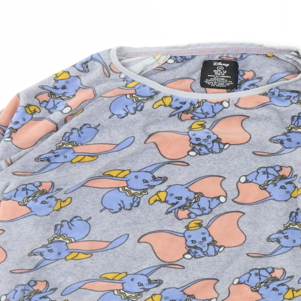 Disney Womens Grey Animal Print Fleece Cami Pyjama Top Size 6  - dumbo
