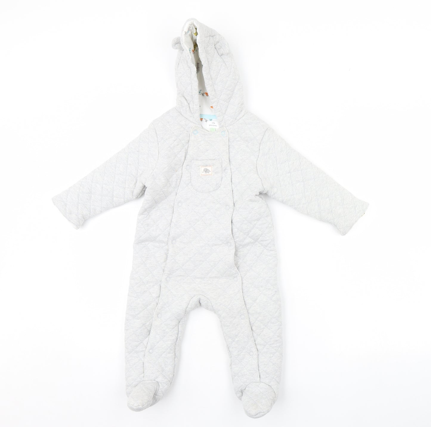 John Lewis Baby Grey   Babygrow One-Piece Size 9-12 Months