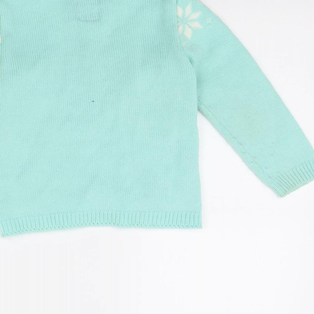 George Girls Green   Pullover Jumper Size 4 Years  - Christmas jumper