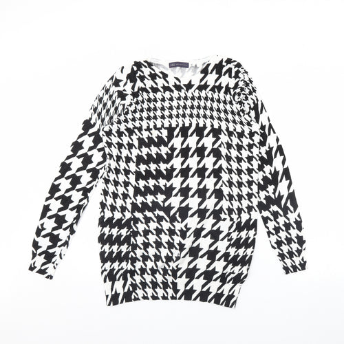 M&s Womens Black Herringbone  Pullover Jumper Size 12