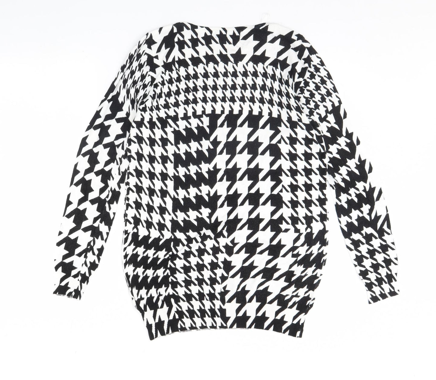 M&s Womens Black Herringbone  Pullover Jumper Size 12