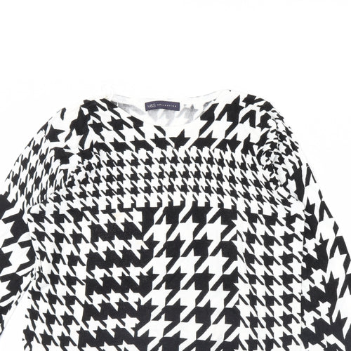 M&s Womens Black Herringbone  Pullover Jumper Size 12