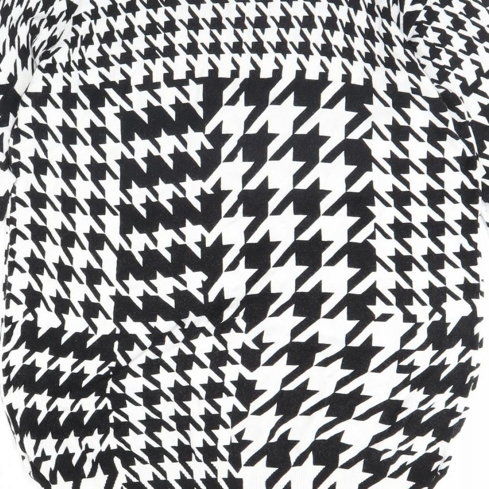 M&s Womens Black Herringbone  Pullover Jumper Size 12