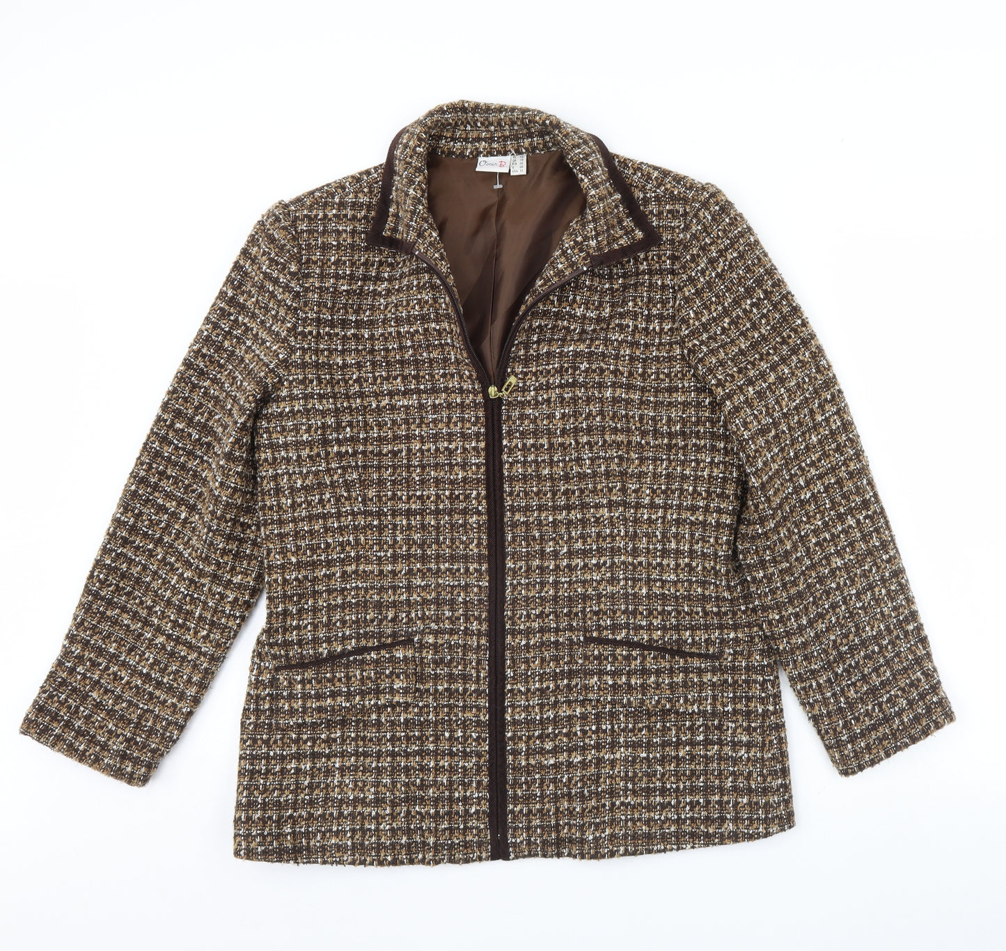 Oscar B Womens Brown Herringbone  Jacket  Size 14